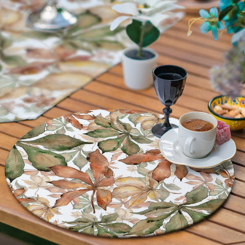 Fall Runner & Placemat Set|Fall Trend Table Decor|Set of 6 Supla Table Mat|Dry Leaves Autumn Table Runner and American Service Underplate