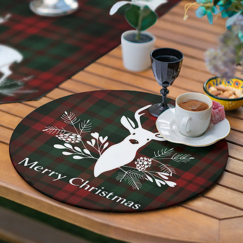 Merry Christmas Runner & Placemat Set|Winter Table Decor|Set of 6 Supla Table Mat|Floral Xmas Deer Tablecloth American Service Underplate