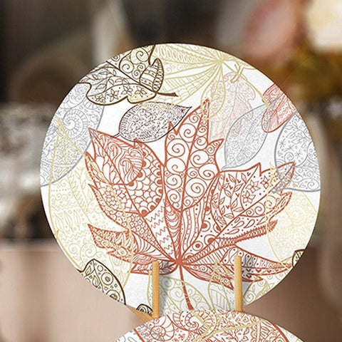 Fall Trend Placemat|Set of 4 Autumn Supla Table Mat|Farmhouse Leaf Drawing Round Dining Underplate|Dry Leaf Print Housewarming Coaster Set