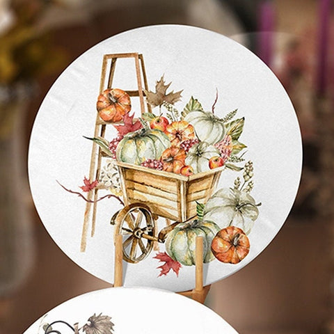 Pumpkin Placemat Set|Set of 4 Autumn Supla Table Mat|Farmhouse Orange Gray Pumpkin Round Dining Underplate|Housewarming Fall Trend Coasters