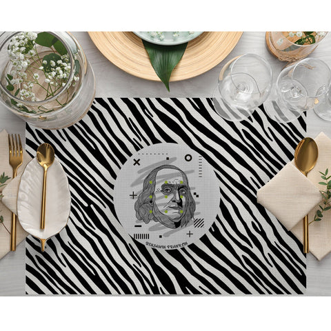 Set of 4 Iconic People Placemat|Black White Portrait Print Table Mat|Mona Lisa, Marilyn Monroe Dining American Service|Farmhouse Coaster Set