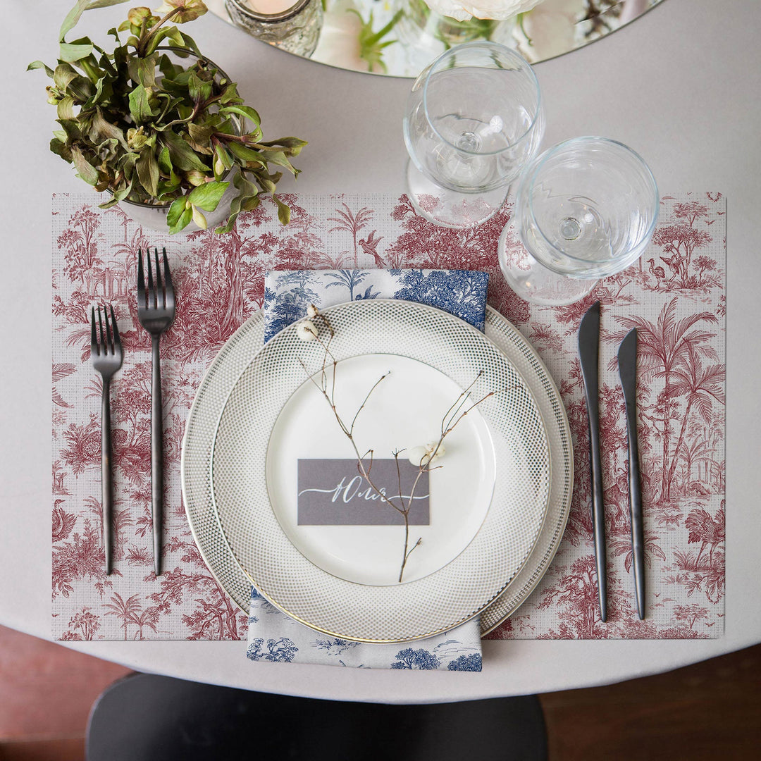 Set of 4 Tropical Placemat|Leaf Print Table Mat|Forest Print Dining American Service|Decorative Underplate|Farmhouse Style Rectangle Coaster