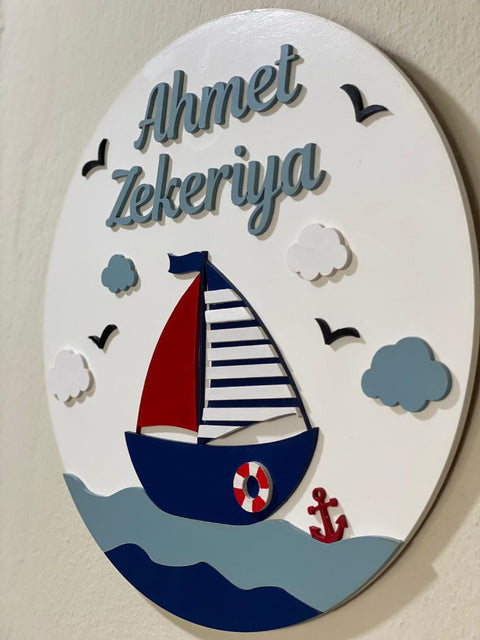 Nautical Themed Kids Name Sign|Personalized Wooden Nursery Decor|First Birthday Gift For Kids|Kids Wall Art|New Mom Gift|Kids Wall Decor