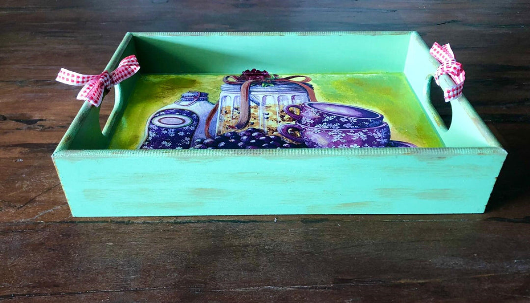 Hand Painted Wooden Tray|Serving Tray|Wooden Decor|Custom Table Decor|Acrylic Paint|Home Decor|Gift for Women|Wooden Art|Housewarming Gift