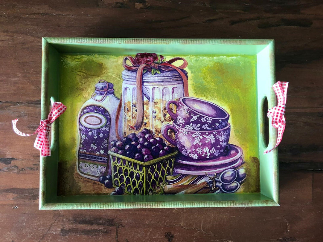 Hand Painted Wooden Tray|Serving Tray|Wooden Decor|Custom Table Decor|Acrylic Paint|Home Decor|Gift for Women|Wooden Art|Housewarming Gift