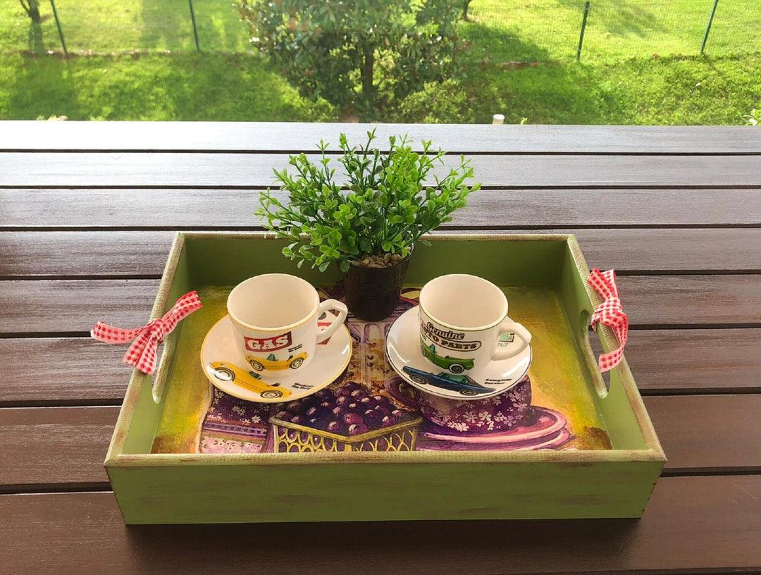 Hand Painted Wooden Tray|Serving Tray|Wooden Decor|Custom Table Decor|Acrylic Paint|Home Decor|Gift for Women|Wooden Art|Housewarming Gift