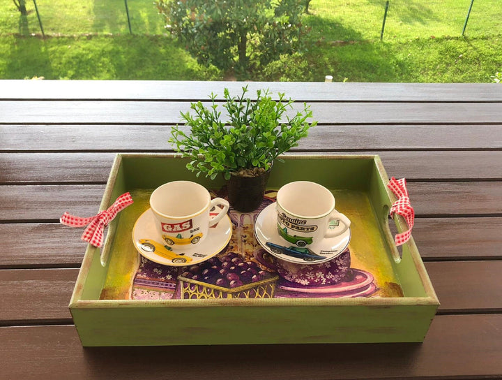 Hand Painted Wooden Tray|Serving Tray|Wooden Decor|Custom Table Decor|Acrylic Paint|Home Decor|Gift for Women|Wooden Art|Housewarming Gift