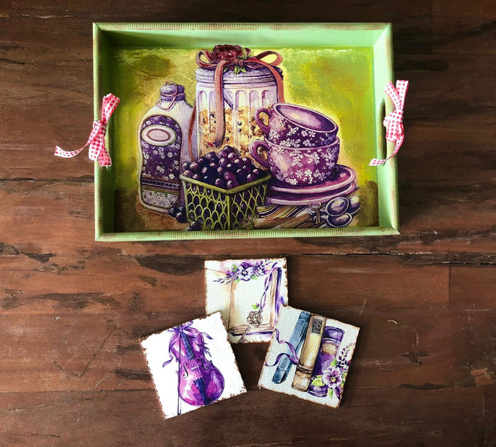 Hand Painted Wooden Tray|Serving Tray|Wooden Decor|Custom Table Decor|Acrylic Paint|Home Decor|Gift for Women|Wooden Art|Housewarming Gift