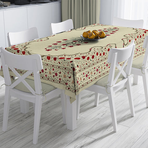 Luxury Floral Tablecloth|Flower Table Cover|Avangarde Farmhouse Style Kitchen Table Decor|Decorative Summer Trend Rectangle Dining Tabletop