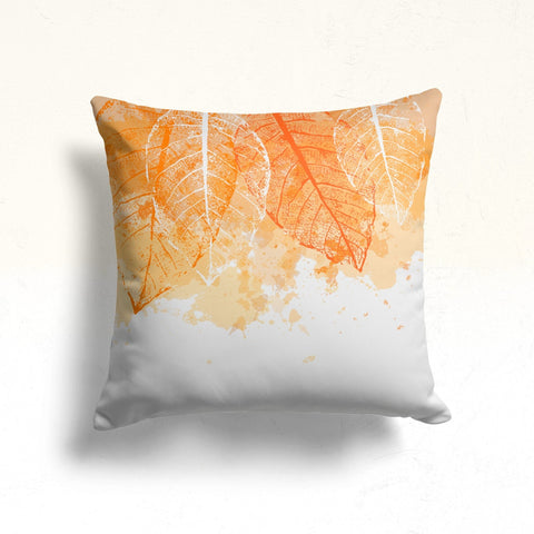 Fall Trend Pillow Cover|Hello Fall Bike Cushion Case|Abstract Autumn Leaf and Daisy Throw Pillow|Brown Girl with Orange Leaves Pillowtop