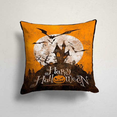 Halloween Pillowcase|Haunted House Cushion Cover|Carved Pumpkin Pillow Sham|Spider Web and Bat Home Decor|Happy Halloween Boo Throw Pillow