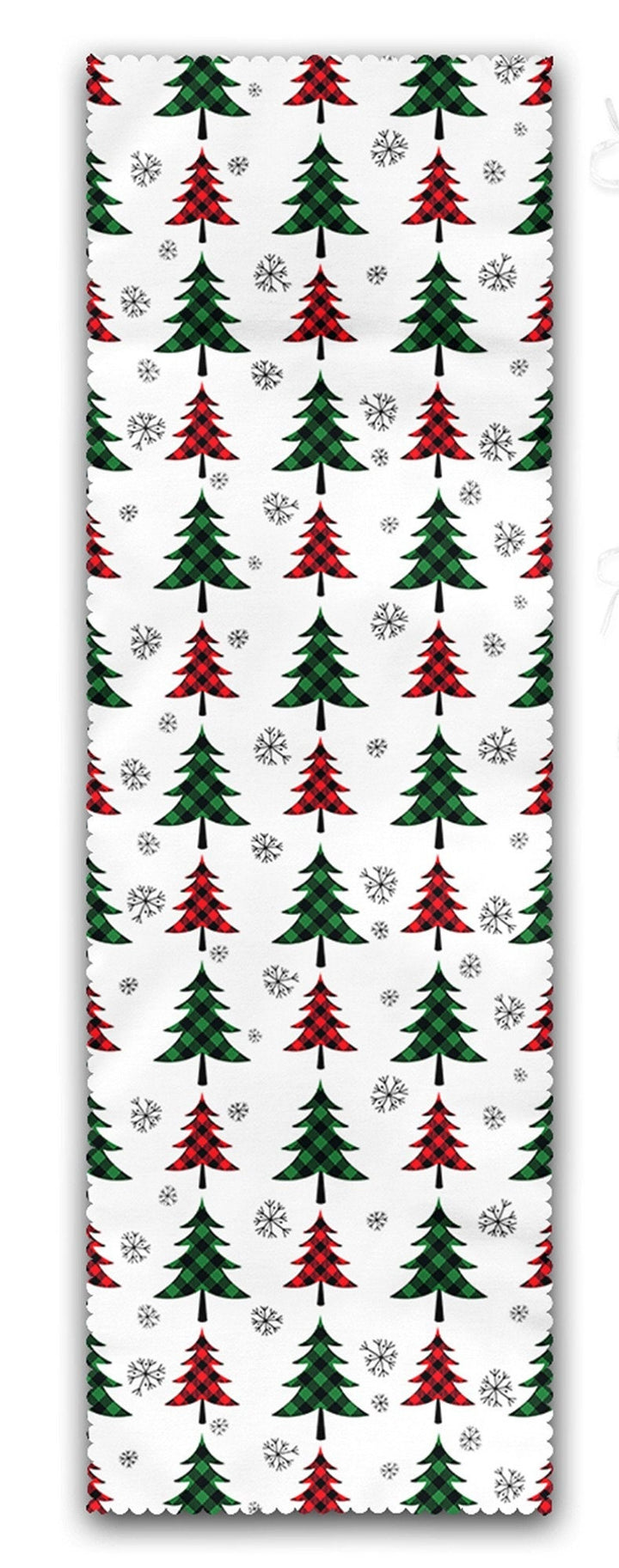 Set of 4 Puffy Chair Pads and 1 Table Runner|Winter Trend Xmas Deer Seat Pad and Tablecloth|Checkered Pine Tree Leaf Chair Cushion Tabletop