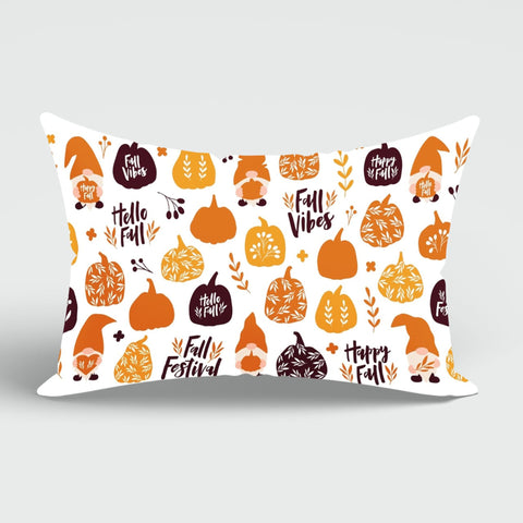Fall Trend Cushion Case|Autumn Lumbar Pillow Cover|Thanksgiving Pillow Case|Checkered Pumpkin, Sunflower Cushion|Rectangle Lumbar Pillowtop