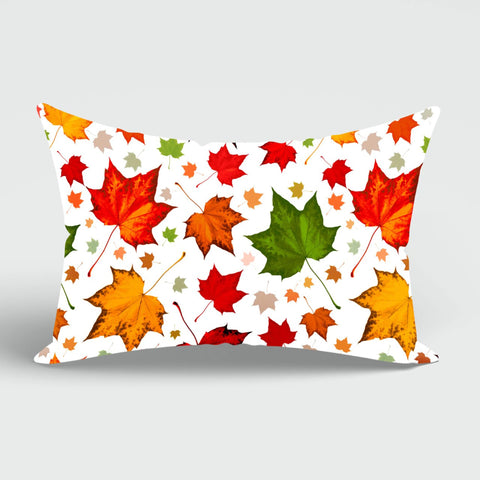 Fall Trend Cushion Case|Autumn Lumbar Pillow Cover|Thanksgiving Pillow Case|Colorful Fall Leaf Print Pillowcase|Rectangle Lumbar Pillowtop