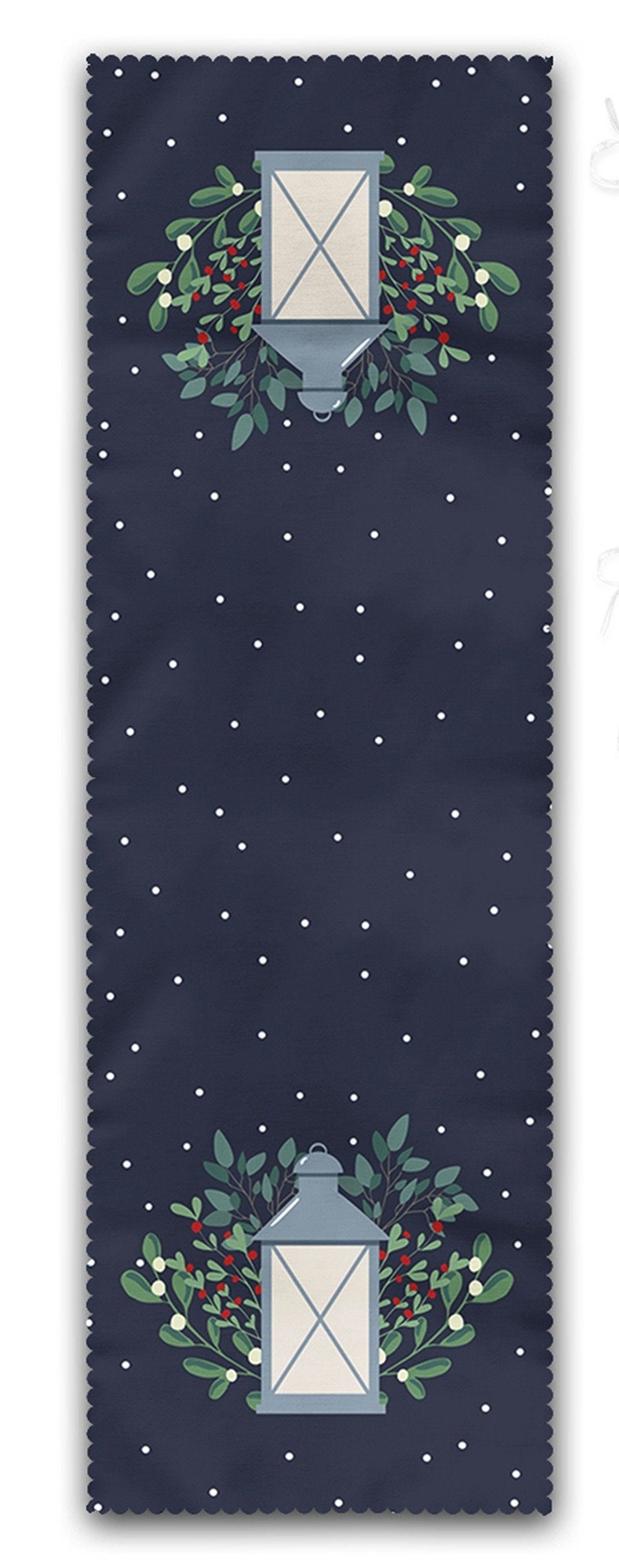 Set of 4 Puffy Chair Pads and 1 Table Runner|Happy New Year Seat Pad Set with Tabletop|Winter Trend Lantern Chair Cushion and Tablecloth