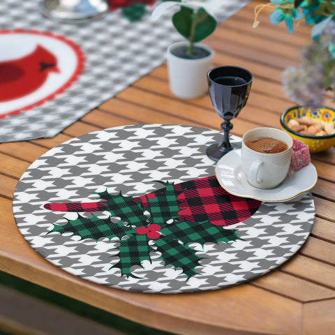 Winter Trend Runner & Placemat Set|Cardinal Bird Table Decor|Set of 6 Supla Table Mat|Poinsettia Tablecloth and American Service Underplate
