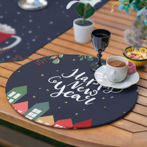 Christmas Runner & Placemat Set|Happy New Year Table Decor|Set of 6 Supla Table Mat|Red Poinsettia Tabletop and American Service Underplate