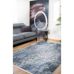 Machine-Washable Rug|Abstract Design Non-Slip Carpet|Gray Blue Transition Washable Carpet|Decorative Area Rug|Multi-Purpose Anti-Slip Rug