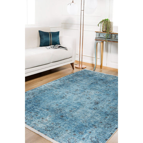 Machine-Washable Rug|Classic Blue Color Non-Slip Carpet|Oriental Washable Carpet|Decorative Abstract Area Rug|Multi-Purpose Anti-Slip Rug