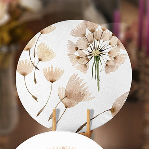 Dandelion Placemat|Set of 4 Autumn Supla Table Mat|Fall Trend Farmhouse Round Dining Underplate|Housewarming Dandelion Print Coaster Set