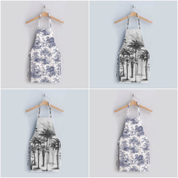 Palm Tree Kitchen Apron|Floral Print Cooking Smock with Adjustable Neck and Waist Strap|Palm Tree Print Kitchen Pinafore Gift For Him or Her