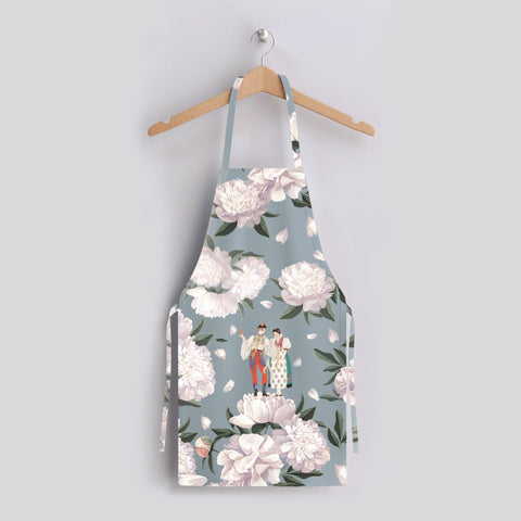 Floral Kitchen Apron|Flower Cooking Smock with Adjustable Neck and Waist Strap|Floral Tree, Butterfly Kitchen Pinafore Gift For Him or Her