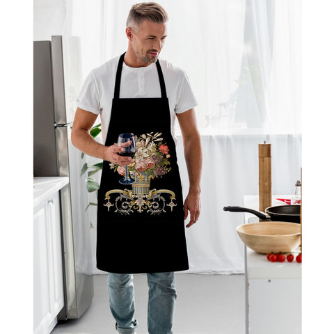Floral Kitchen Apron|Flower Cooking Smock with Adjustable Neck and Waist Strap|Floral Tree, Butterfly Kitchen Pinafore Gift For Him or Her