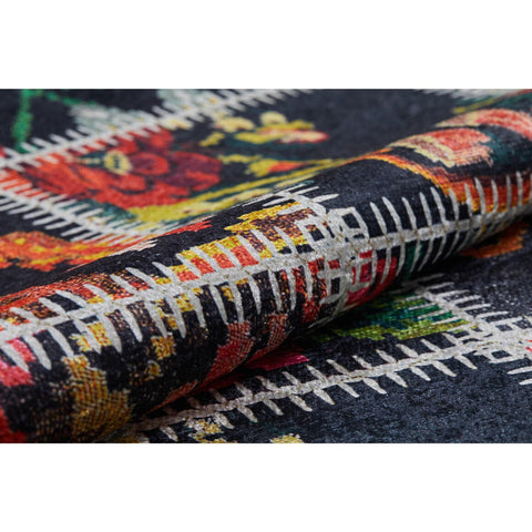 Floral Patchwork Rug|Abstract Machine-Washable Non-Slip Rug|Farmhouse Washable Carpet|Decorative Area Rug|Multi-Purpose Anti-Slip Carpet