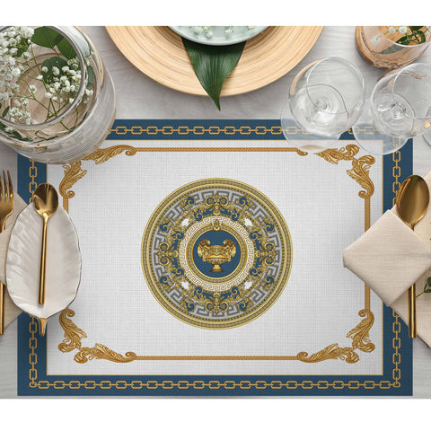 Set of 4 Baroque Placemat|Decorative Table Mat|Geometric Dining American Service|Baroque Underplate|Renaissance Style Rectangle Coaster Set
