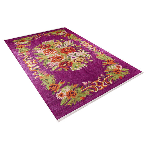 Floral Design Rug|Machine-Washable Non-Slip Rug|Red Rose Farmhouse Washable Karabagh Carpet|Decorative Area Rug|Multi-Purpose Anti-Slip Rug