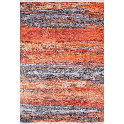 Abstract Rug|Machine-Washable Non-Slip Rug|Orange Gray Transition Design Washable Carpet|Decorative Area Rug|Multi-Purpose Anti-Slip Rug