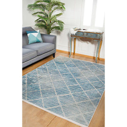 Diamond Pattern Rug|Machine-Washable Rug|Light Blue Non-Slip Carpet|Diamond Washable Carpet|Geometric Area Rug|Multi-Purpose Anti-Slip Rug