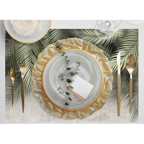 Set of 4 Tropical Placemat|Leaf Print Table Mat|Forest Print Dining American Service|Decorative Underplate|Farmhouse Style Rectangle Coaster