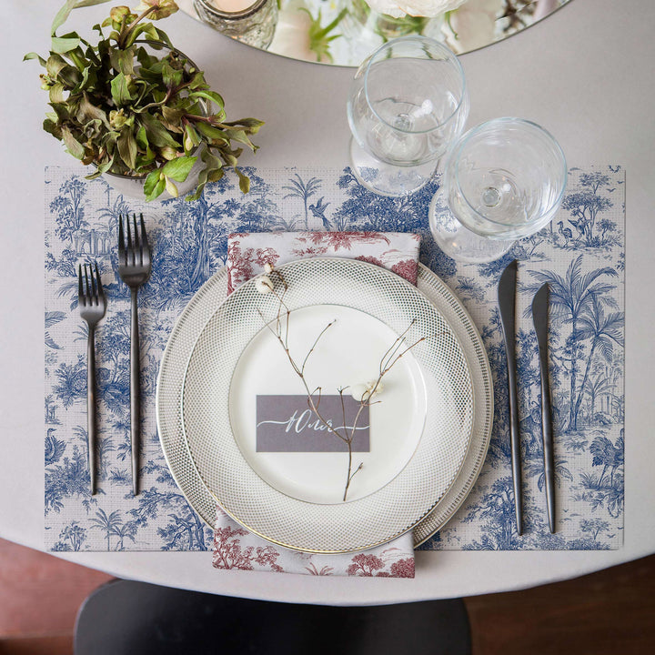 Set of 4 Tropical Placemat|Leaf Print Table Mat|Forest Print Dining American Service|Decorative Underplate|Farmhouse Style Rectangle Coaster