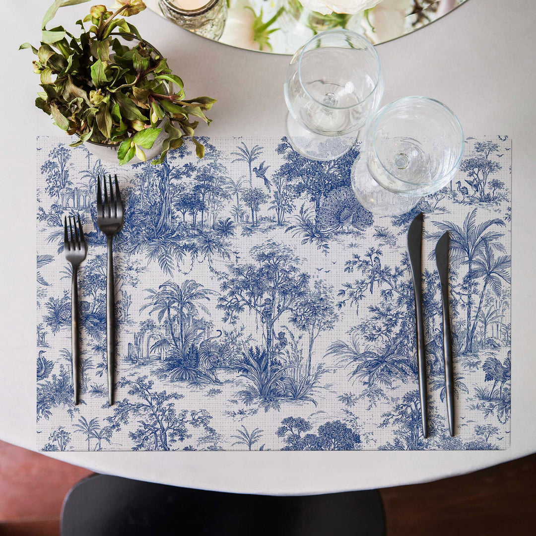 Set of 4 Tropical Placemat|Leaf Print Table Mat|Forest Print Dining American Service|Decorative Underplate|Farmhouse Style Rectangle Coaster