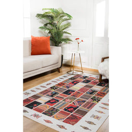 Patchwork Style Rug|Machine-Washable Non-Slip Rug|Colorful Abstract Design Washable Carpet|Decorative Area Rug|Multi-Purpose Anti-Slip Rug