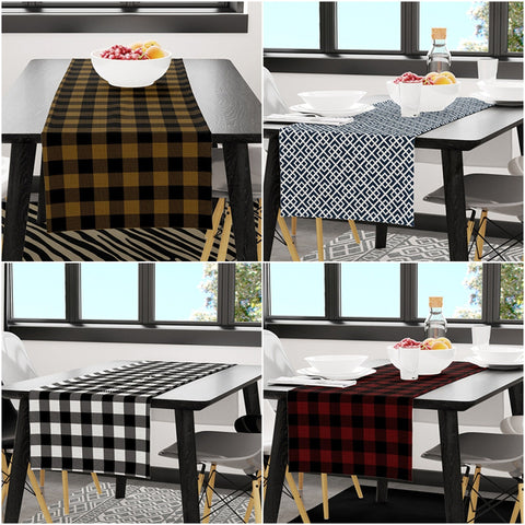 Luxury Plaid Table Runner|High Quality Tartan Pattern Tabletop|Housewarming Table Decor|Geometric Design Tablecloth|Checkered Home Decor