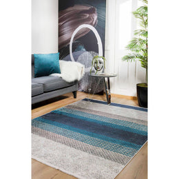 Abstract Design Rug|Machine-Washable Non-Slip Rug|Blue Gray Color Degrade Washable Carpet|Decorative Area Rug|Multi-Purpose Anti-Slip Carpet
