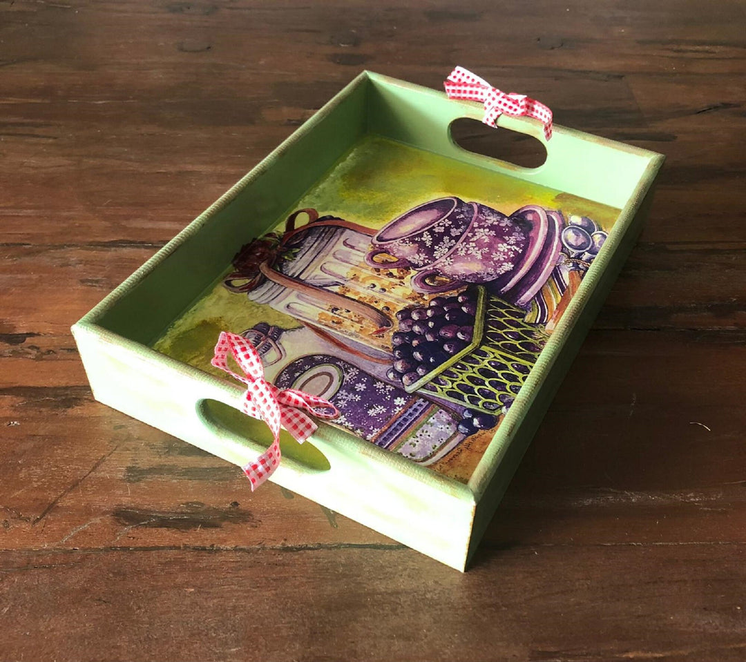 Hand Painted Wooden Tray|Serving Tray|Wooden Decor|Custom Table Decor|Acrylic Paint|Home Decor|Gift for Women|Wooden Art|Housewarming Gift