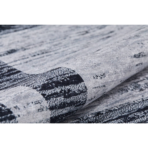 Geometric Rug|Anthracite Bordered Gray Rug|Modern Non-Slip Carpet|Farmhouse Washable Carpet|Decorative Area Rug|Multi-Purpose Anti-Slip Rug