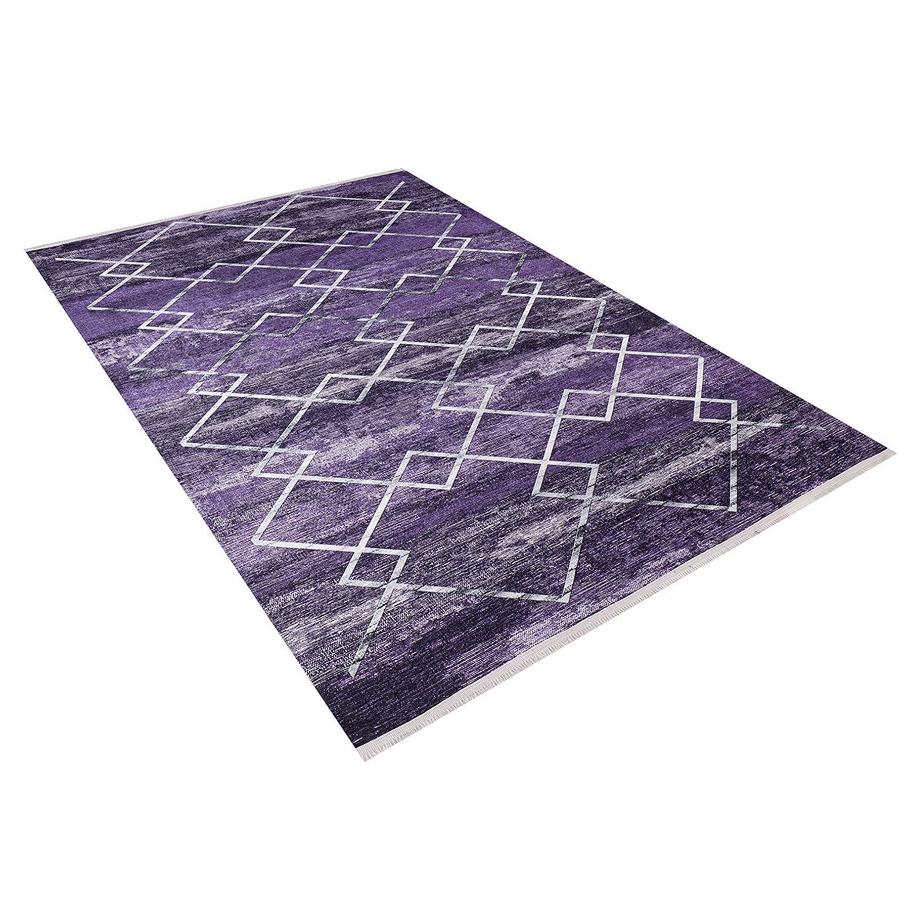 Diamond Pattern Purple Gray Abstract Washable Rug – Akasia
