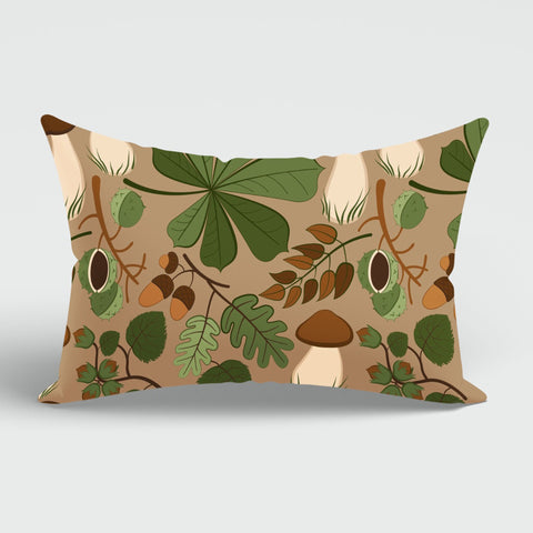 Fall Trend Cushion Case|Autumn Lumbar Pillow Cover|Thanksgiving Pillow Case|Green Orange Leaf Print Pillowcase|Rectangle Lumbar Pillowtop