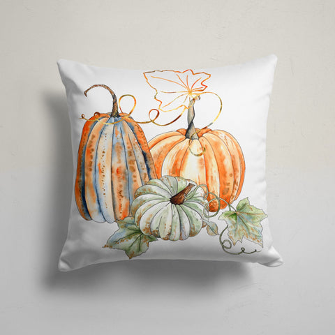 Pumpkin Pillow Cover|Orange Gray Blue Pumpkin Throw Pillowtop|Fall Cushion Case|Housewarming Autumn Home Decor|Farmhouse Style Cushion Cover