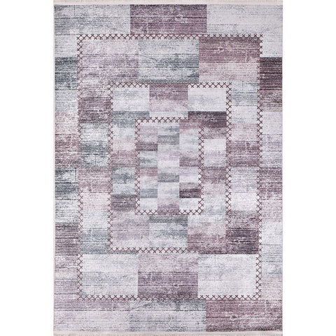 Patchwork Style Rug|Machine-Washable Non-Slip Rug|Abstract Gray Purple Washable Carpet|Decorative Area Rug|Multi-Purpose Anti-Slip Carpet