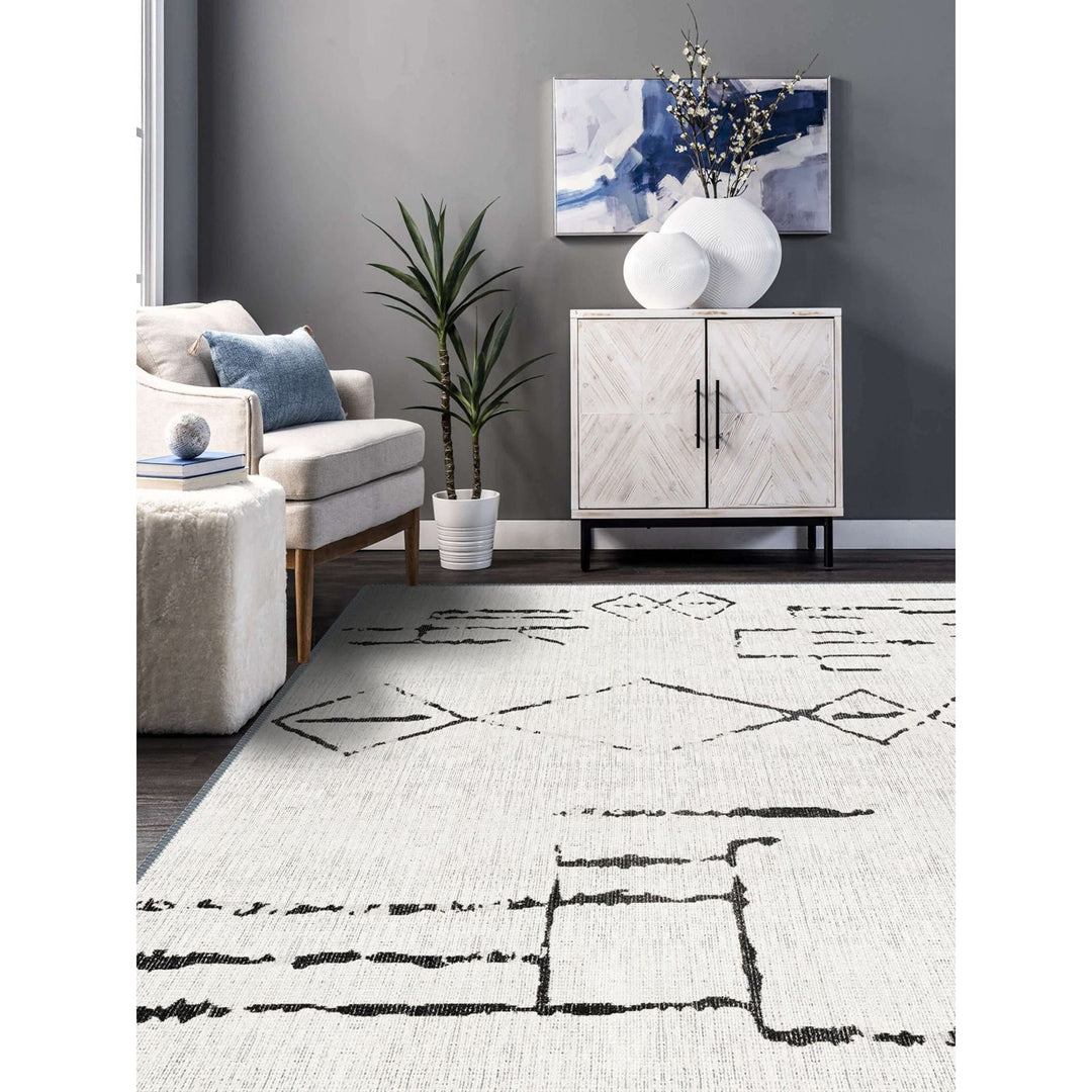 Machine-Washable Ethnic Nordic Print Carpet