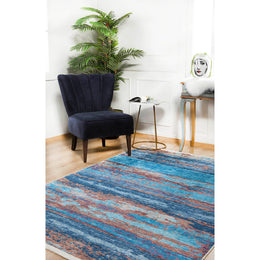 Machine-Washable Rug|Abstract Design Non-Slip Carpet|Blue Tile Transition Washable Carpet|Decorative Area Rug|Multi-Purpose Anti-Slip Rug