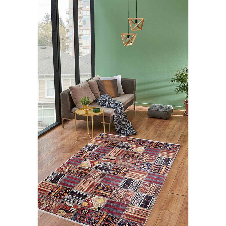 Machine-Washable Rug|Ethnic Patchwork Non-Slip Carpet|Southwestern Pattern Washable Carpet|Decorative Area Rug|Multi-Purpose Anti-Slip Rug