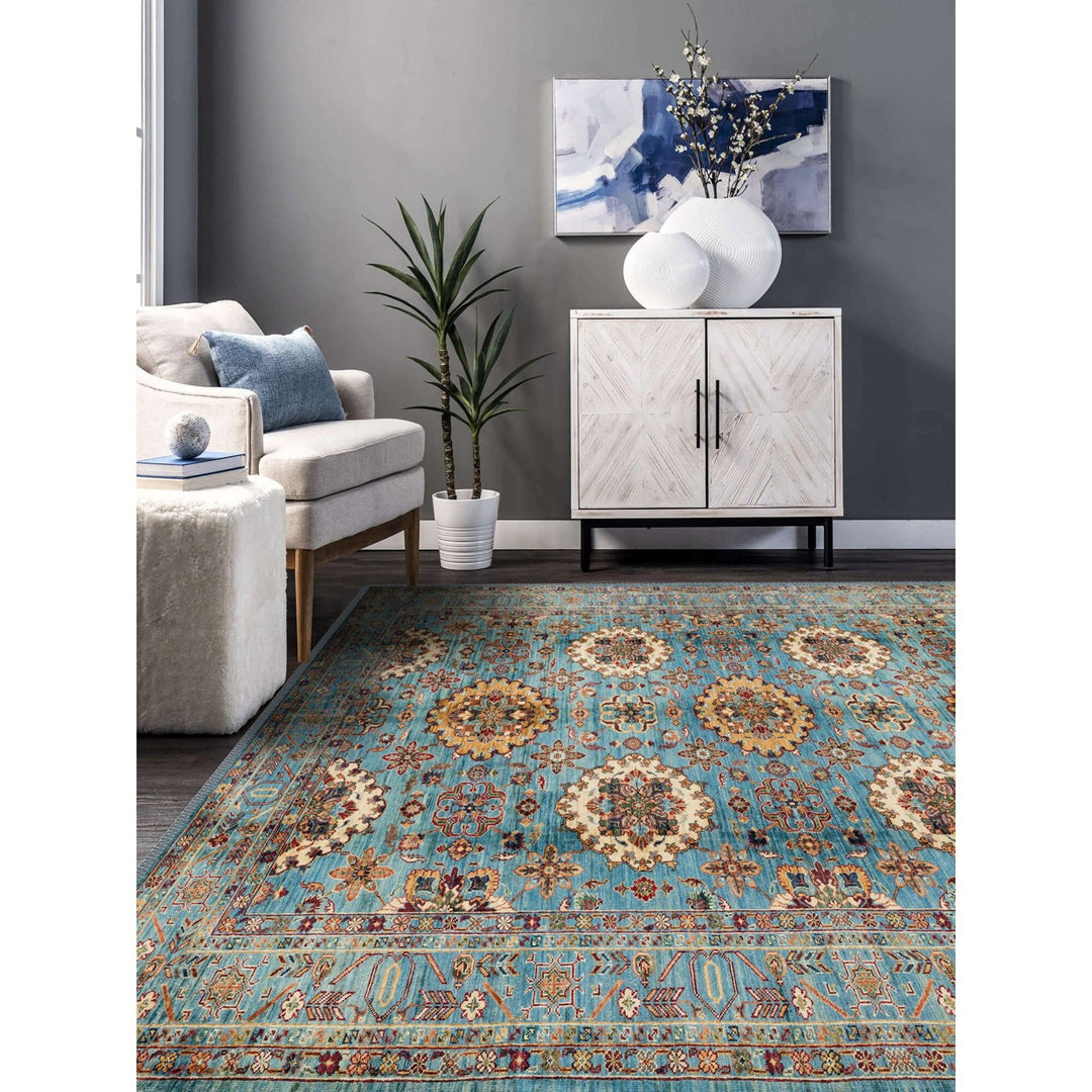 Rustic Worn Looking Boho Kilim Carpet