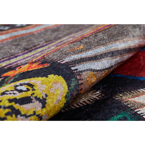 Patchwork Rug|Abstract Machine-Washable Non-Slip Rug|Colorful Farmhouse Washable Carpet|Decorative Area Rug|Multi-Purpose Anti-Slip Carpet