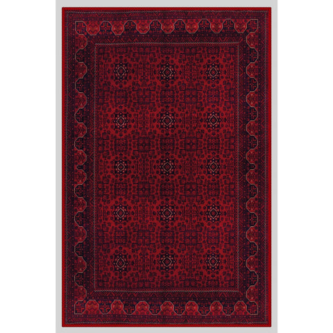 Vintage Looking Rug with Ethnic Red Design